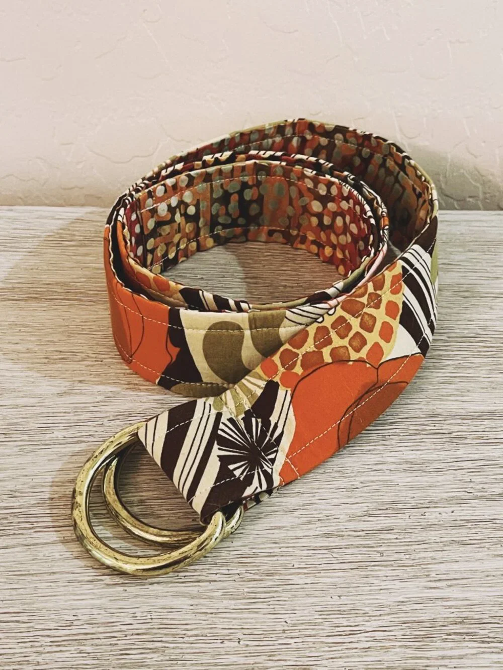 Belly Loops Fabric Belt Floral Dot Multi Brown Orange